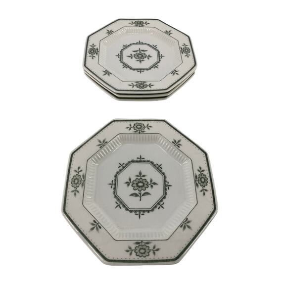 Independence ironstone castleston China green flowers octagon bread plate - Picture 1 of 4